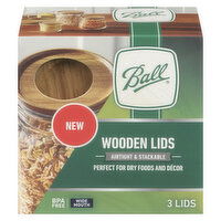 Ball - Wide Mouth Wooden Lids 3 pk, 3 Each