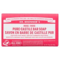 Dr Bronner - Pure Castile Bar Soap Rose, 140 Gram