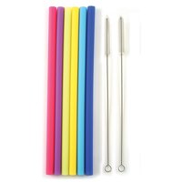 Norpro - Jumbo Silicone Straws w/ 2 Cleaning Brushes, 6 Each