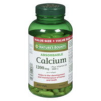 Nature's Bounty - Absorbable Calcium plus Vitamin D3 1000IU, 200 Each