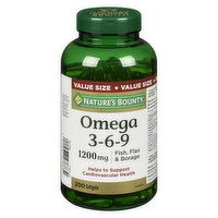 Nature's Bounty - Omega 3-6-9 Fish, Flax & Borage 1200mg, 200 Each