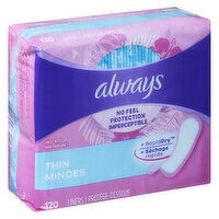 Always - Thin Daily Liners, Unscented, Individually Wrapped, 120 Each