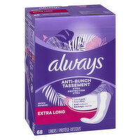 Always - Anti-Bunch Xtra Protection Liners, Unscented, Extra Long, 68 Each