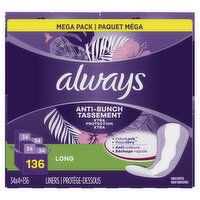 Always - Anti-Bunch Mega Pack - Xtra Protection, Long, Unscented, 136 Each