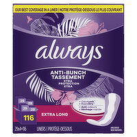 Always - Anti Bunch Panty Liners - Extra Long, Unscented, 116 Each