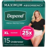 Depends - Underwear Max Abs Wmn XL, 15 Each