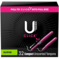 Kotex - Click Unscented Compact Super Tampons., 32 Each