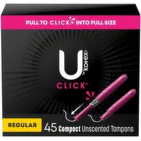 U by Kotex - Click Unscented Tampons, Regular, 45 Each