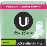 Kotex - U By Kotex Clean And Secure Ultra Thin Pads, Heavy, 32 Each