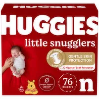 HUGGIES - Little Snugglers Diapers Newborn, 76 Each