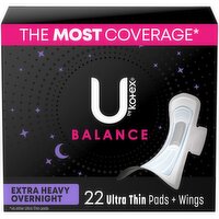 Kotex - Ultra Thin Balance Pads With Wings Extra Heavy Overnight