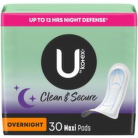 Kotex - U By Kotex Clean Secure Maxi Pad Overnight, 30 Each