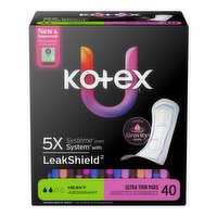 Kotex - Heavy, Ultra Thin Pads, Non-Winged, 40 Each