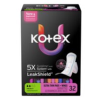 Kotex - Heavy Ultra Thin Pads + Wings, 32 Each