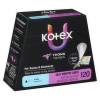 Kotex - Daily Wrapped Liners - Thong, 120 Each