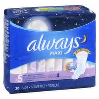 Always - Maxi Pads Extra Heavy Overnight Size 5 Wings, 20 Each