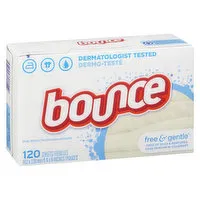 bounce - Free & Sensitive Dryer Sheets, 120 Each