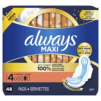 Always - Maxi Pad - Overnight Leak Protection, Size 4, 48 Each