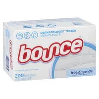 bounce - Fabric Softner Sheets Free & Gentle, 200 Each