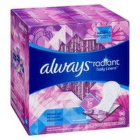 Always - Radiant Pantiliners Regular Unscented, 96 Each