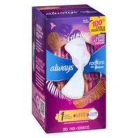 Always - Radiant Maxi Pads Size 1 Flex Foam Regular Wings, 30 Each