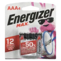 Energizer - Max Alkaline Batteries - AAA4, 4 Each