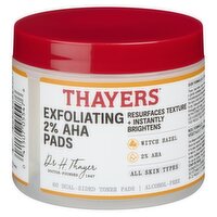 Thayers - Exfoliating 2% AHA Dual-Sided Toner Pads, 60 Each