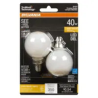 Sylvania - LED 40W G16.5 Soft White Frosted Bulbs, 2 Each