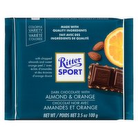 Ritter Sport - Dark Chocolate Bar Almond & Orange, 100 Gram