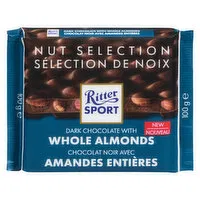 Ritter Sport - Dark Chocolate with Whole Almonds, 100 Gram