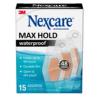 3m - Max Hold Waterproof Bandages, Assorted Sizes, 15 Each