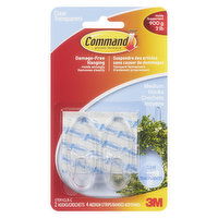 3m - Command Damage-Free Hanging Hooks, Medium Clear Transparent, 2 Each