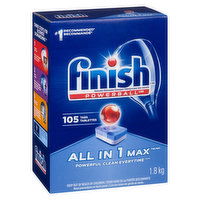 Finish - Dishwasher Detergent Tabs All In 1 Max, 105 Each