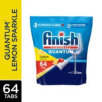 Finish - Quantum Powerball Automatic Dishwasher Detergent Tabs, Lemon, 64 Each