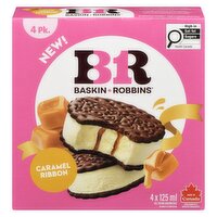 Baskin Robbins - Caramel Ribbon Ice Cream Sandwiches, 4 Each