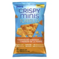 QUAKER - Crispy Minis, Tortilla Farmhouse Cheddar Brown Rice Chips, 100 Gram