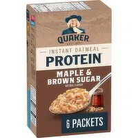 Quaker - High Protein Maple & Brown Sugar Flavour Instant Oatmeal,