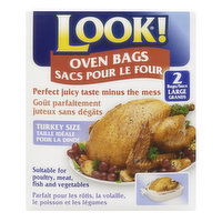 Look - 2 Large Bags. Turkey Size. Perfect Juicy Taste Minus the Mess. Suitable for Poultry, Meat, Fish and Vegetables., 2 Each