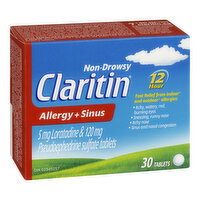 Claritin - Non Drowsy Allergy + Sinus 12 Hour, 30 Each