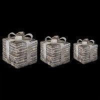 Decor - Gift Box Set, Rattan & Glitter, 1 Each