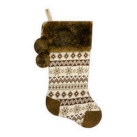 Stocking - Brown Knitted and Suede, 1 Each