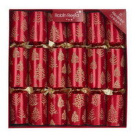 Christmas Crackers - Red with Gold Glitter Trees, 6 Each