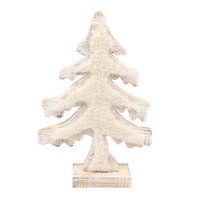 Table Decor - Wooden Tree with Sherpa, 10 inch, 1 Each