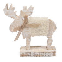 Table Decor - Wooden and Sherpa Reindeer, 1 Each