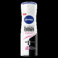 Nivea - Black & White Invisible Dry Spray, Water Lily, 150 Millilitre