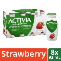 Activia - Shot Probiotic Drinkable Yogurt, Strawberry, 8 Each