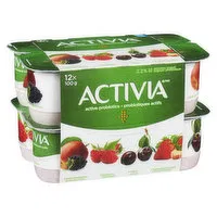 Activia - Probiotic Yogurt- Rbrry/Appl-Bbrry/Sbrry-Rbr/Chrry, 12 Each