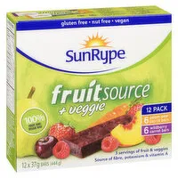 SunRype - Fruit Source + Veggie Bars, 12 Each