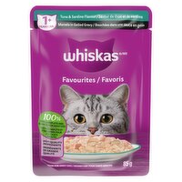 Whiskas - Favourites Pouch, Morsels in Gelled Gravy Tuna & Sardine Flavour, 85 Gram