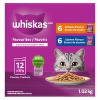 Whiskas - FAVOURITES - Cuts in Gravy - Chicken & Salmon Flavour Variety Pack, 1.02 Kilogram